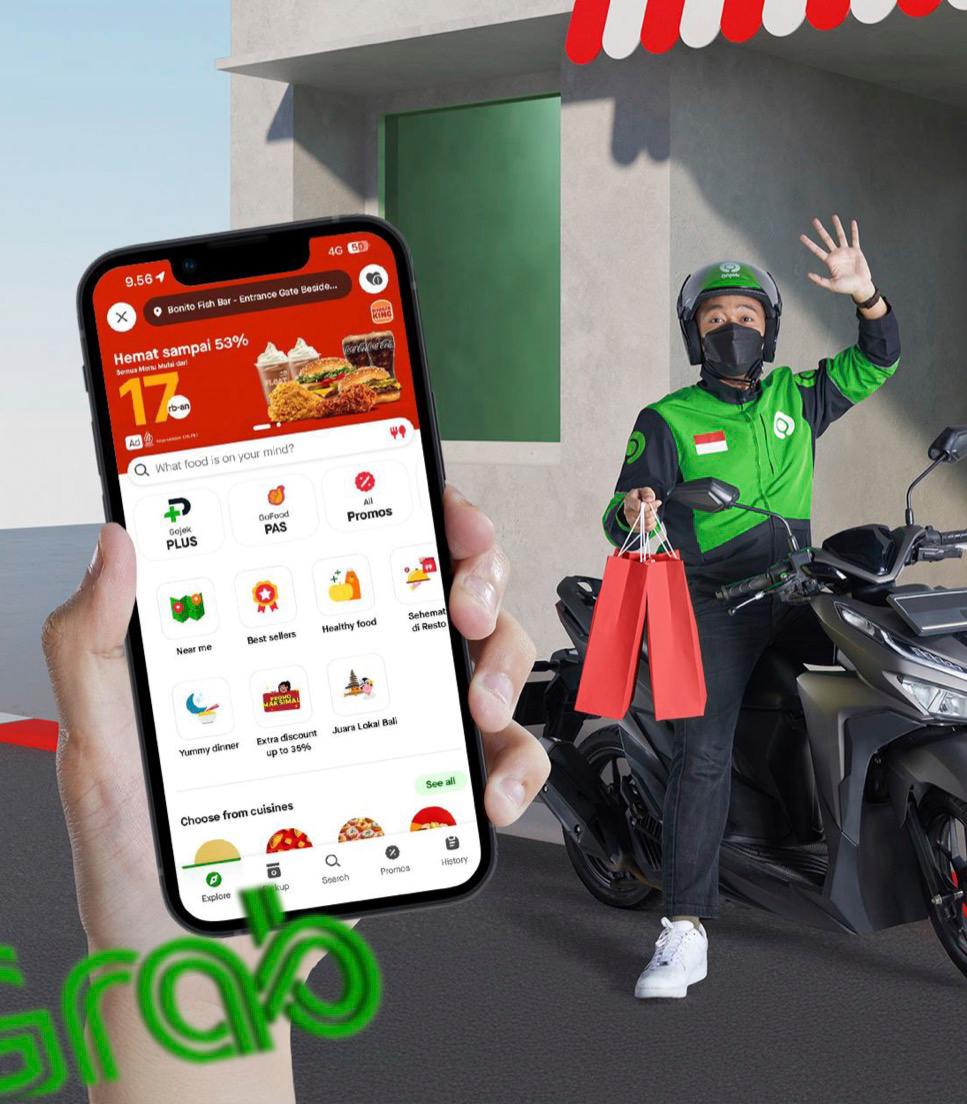 Grab delivery driver with mobile app
